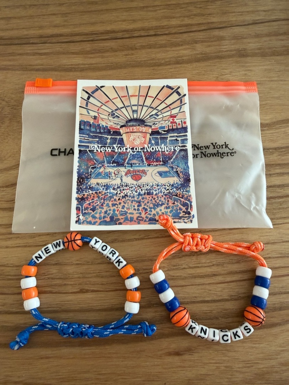 New York Knicks Friendship Bracelet Duo - Orange & Blue Basketball Beads